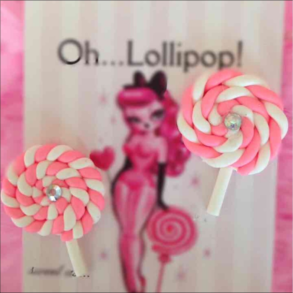 Oh Lollipop sugar doll candy swirl earrings kawaii Japan doll cosplay lolly